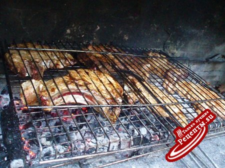 Мясо на решетке с печеными баклажанами(каникулярный вариант)