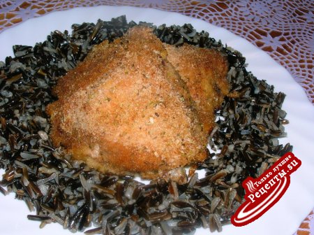 Одомашненная курица с диким рисом ( или курица в чесночных сухарях)