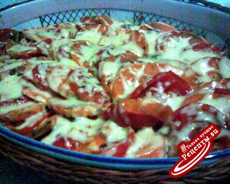 Бататы и томаты, запеченные с сыром