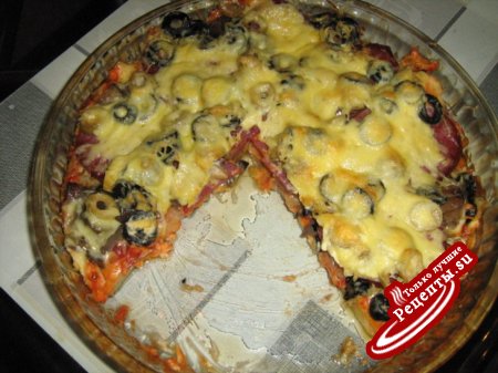 Оливково-грибная пицца (вариант)