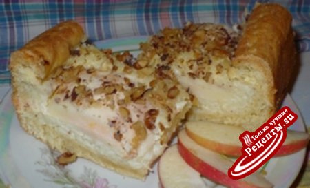 Открытый яблочно-рисово-лимонно-ореховый пирог