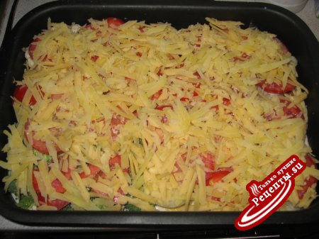 Форелька с овощами в сливочках