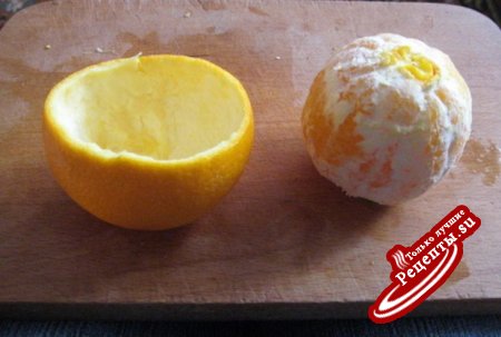 Груша с креветками в апельсине