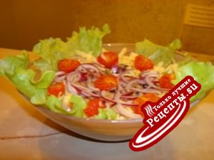 Фасолевый салат с запеченными помидорами