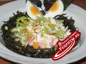 "Гнёздышко" - салат с морской капустой