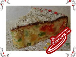 Лёгкий творожный пирог с дыней,кумкватом и грейпфрутом