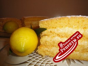 Лимонный бисквит с яблочно-лимонным кремом