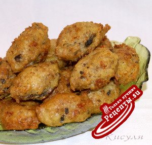 Нежные пончики с грибами и гречкой (без яиц)