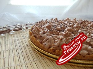 Пирог с вишнёвым желе под сливочно-шоколадным облаком (без выпечки)