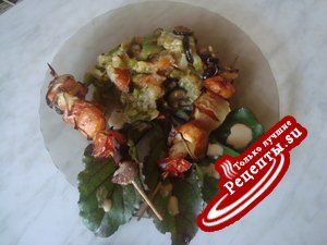 Романтический ужин "Шашлычки из семги с горячим овощным салатом"