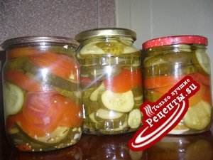 Салат помидоры с огурцами кружочками