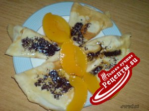 Сливочные блинчики с маковым маслом и персиками (День четвёртый...)