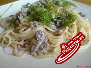 Спагетти ал денте с нежным грибным соусом