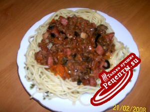 Спагетти по-забайкальски (очень вольная интерпретация болоньезе)