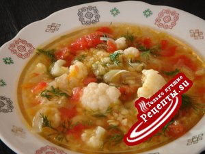 Суп из красной чечевицы с цветной капустой ( постный)