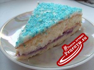 Торт "Голубая лагуна" из кокосовой стружки.