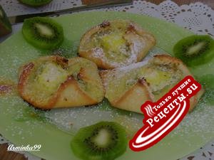 Творожное пирожное (печенье) с маскарпоне и фруктами