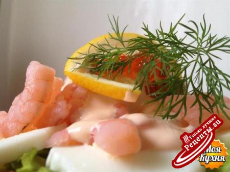  Датский открытый сэндвич (smorrebrod) с креветками