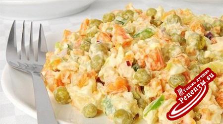 Салат из куриного мяса с морковью и зеленым горошком115 ккал на 100 гр