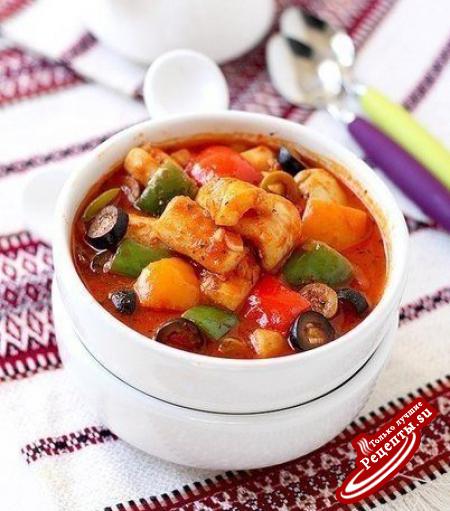 Куриный суп с рисовой лапшой и овощами На 100 г 60 ккал