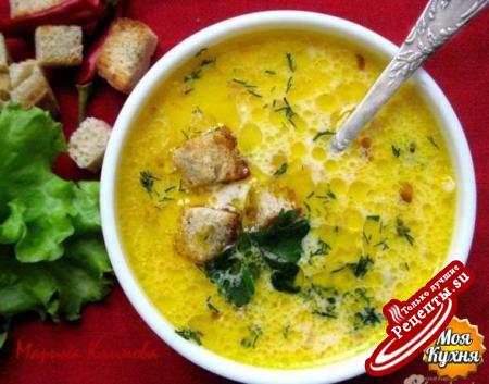  Сливочно-сырный суп с ветчиной и сухариками