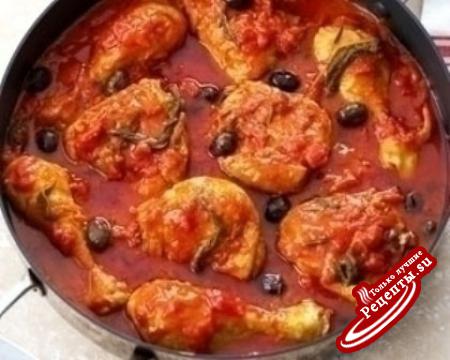Соте из куриных грудок с томатами, маслинами и белым виномФранцузская кухня-100г/104ккал- Соте из куриных грудок с томатами, маслинами и белым виномФранцузская кухня-100г/104ккал-