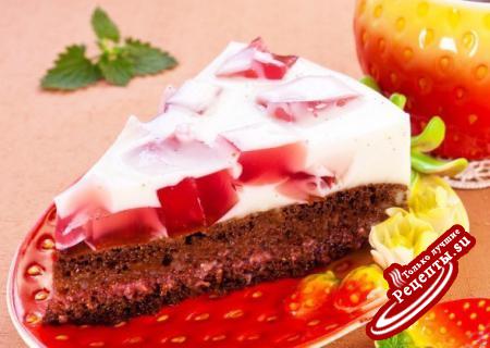 Шоколадный торт с молочно-клубничным желе#Торты@tortik_bystro