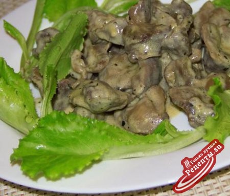 Куриные желудки в сливочном соусе Куриные желудки в сливочном соусе