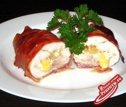 Куриные рулетики с ананасом Куриные рулетики с ананасом