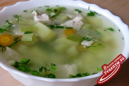 Суп с кабачками и курицей Суп с кабачками и курицей